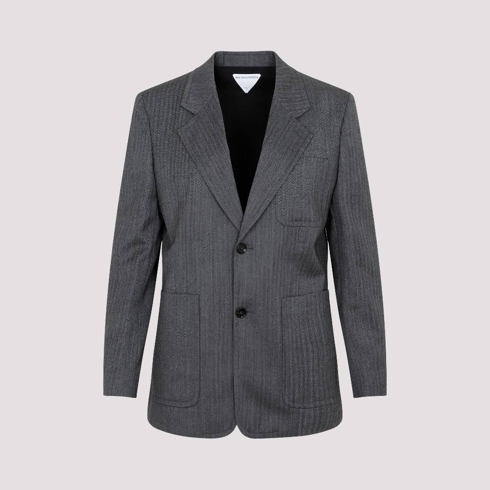 BOTTEGA VENETA  Blazer di Lana Chevron Grigio Bottega Veneta per Donna Acquista Ora