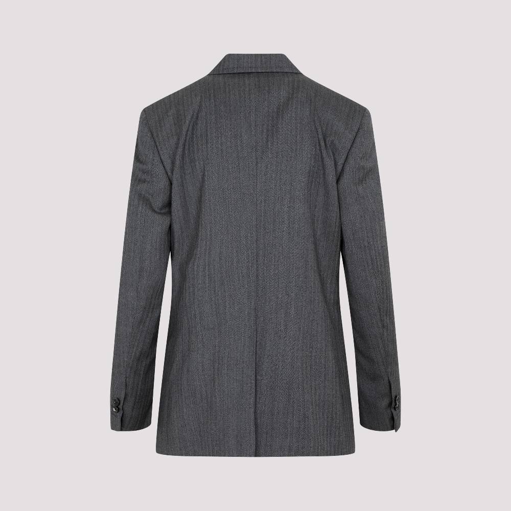 BOTTEGA VENETA  Blazer di Lana Chevron Grigio Bottega Veneta per Donna Acquista Ora
