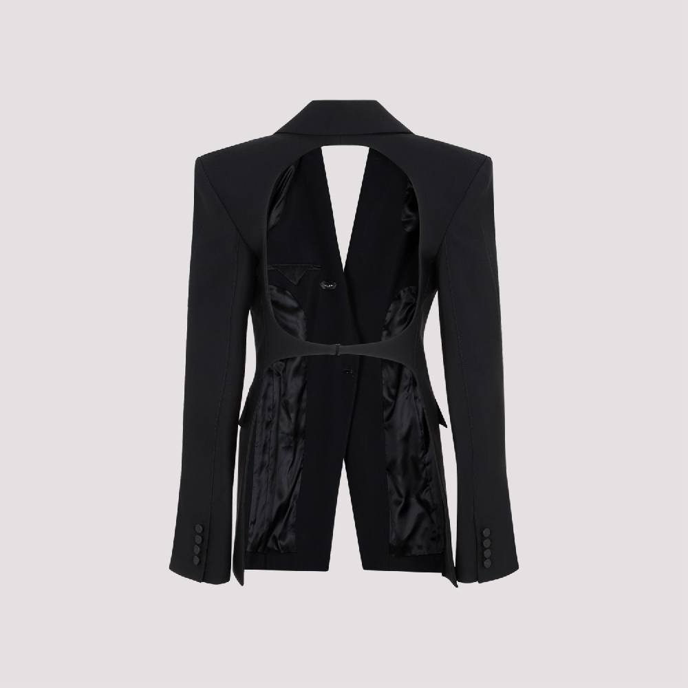 MUGLER  Giacca Avvolgente in Misto Lana Nera MUGLER Donna Consegna Veloce