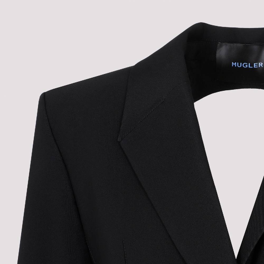 MUGLER  Giacca Avvolgente in Misto Lana Nera MUGLER Donna Consegna Veloce
