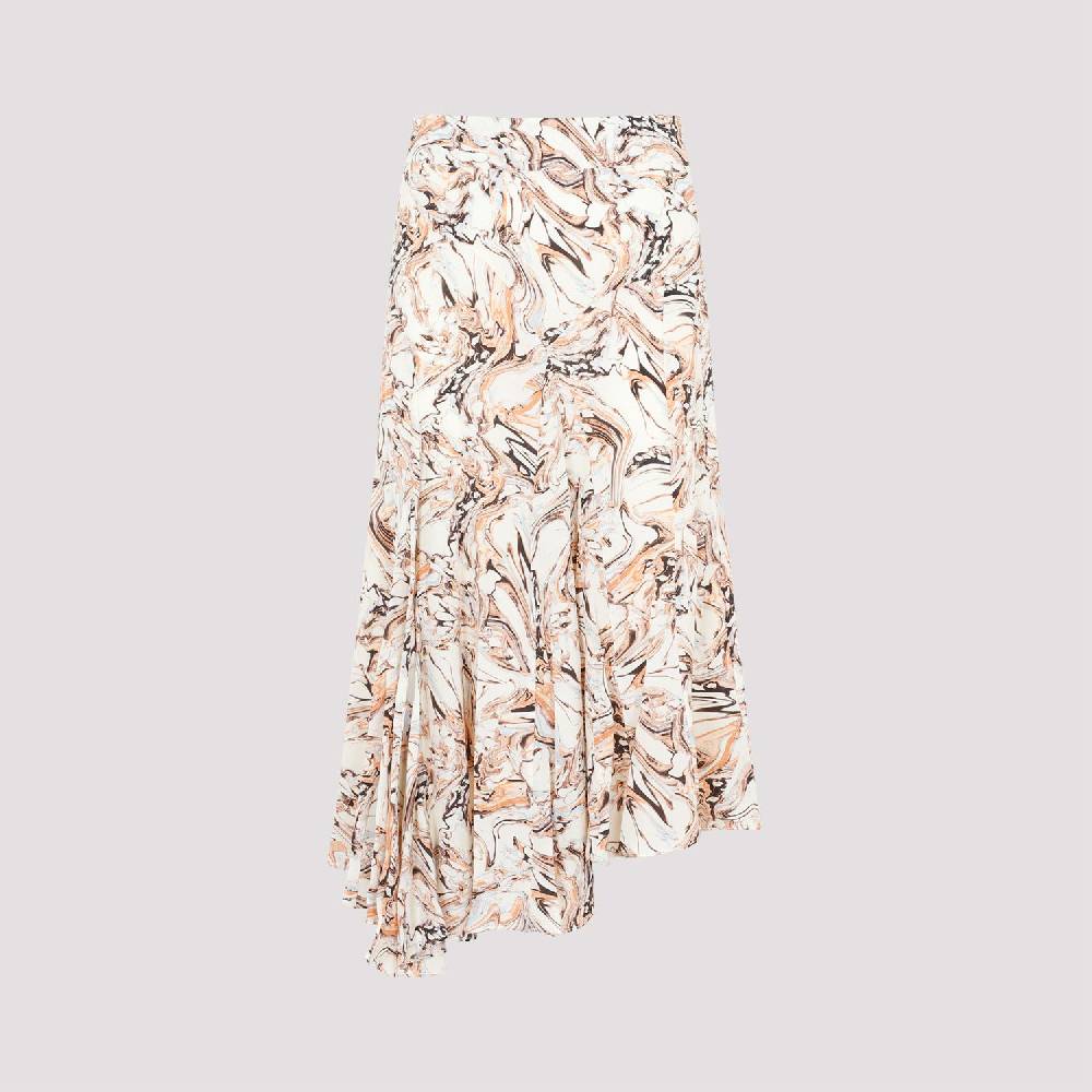 ISABEL MARANT  Gonna in Seta Toscane Isabel Marant Beige con Motivo Geometrico Promozione Limitata