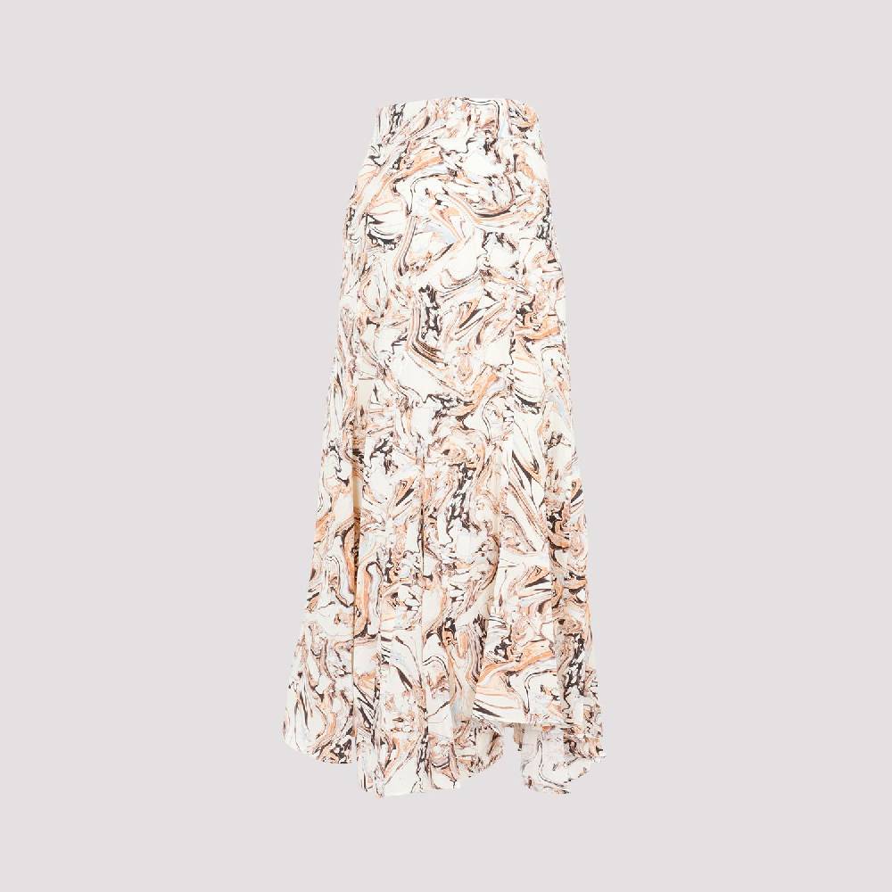 ISABEL MARANT  Gonna in Seta Toscane Isabel Marant Beige con Motivo Geometrico Promozione Limitata