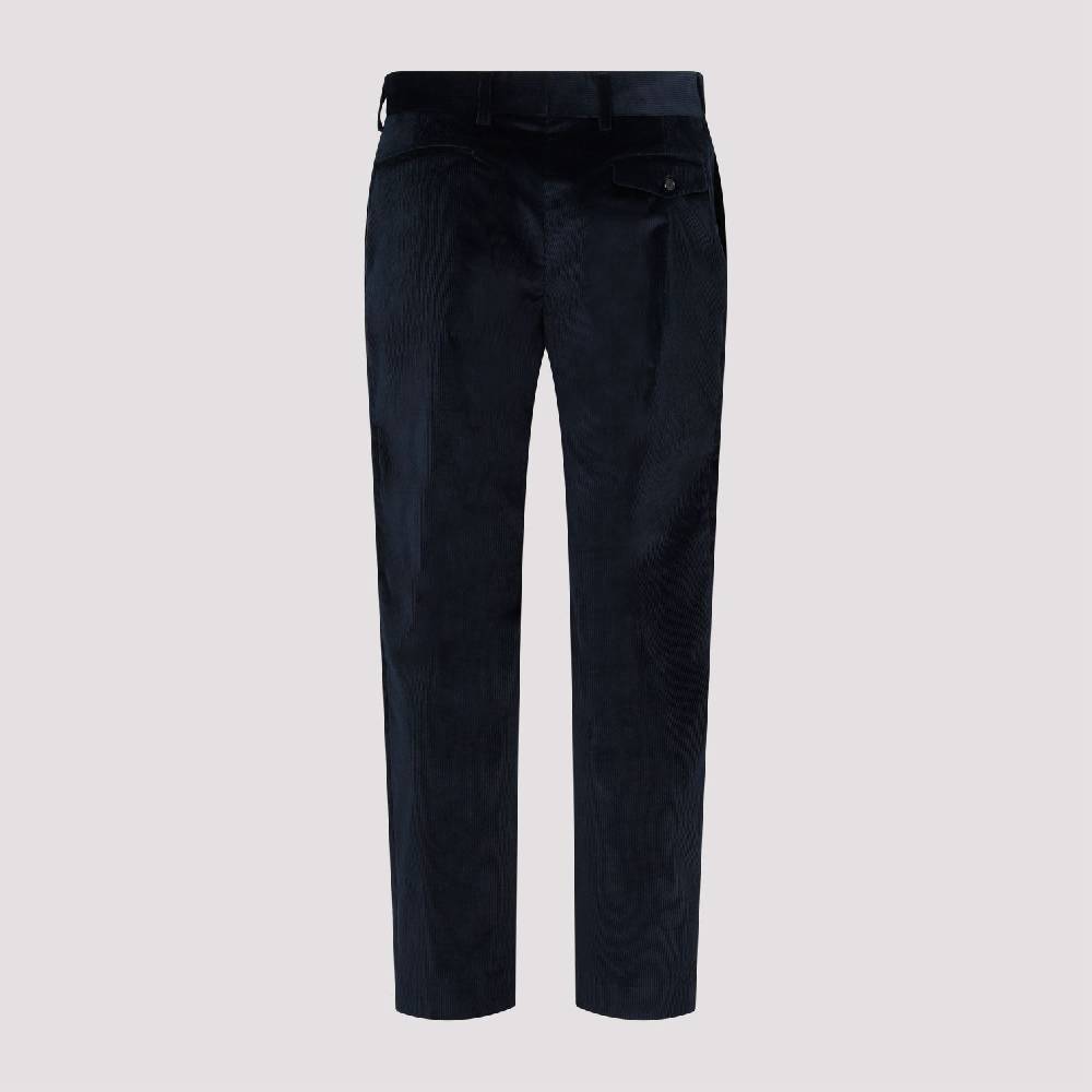 PAUL SMITH  Pantaloni in Velluto Cotone e Lana Blu Navy Paul Smith Affare Del Giorno
