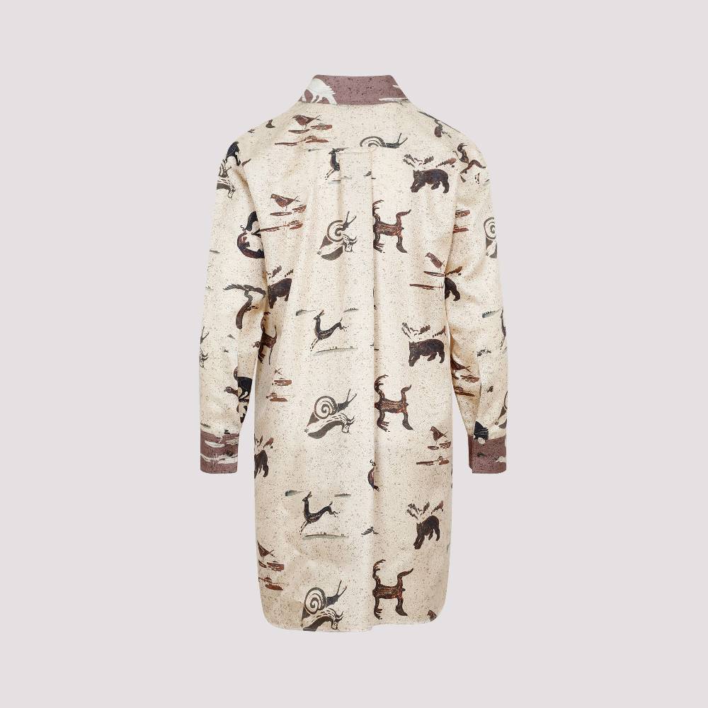 LOEWE  Camicia Oversize da Donna Loewe in Seta Beige con Stampa Animalier Presa