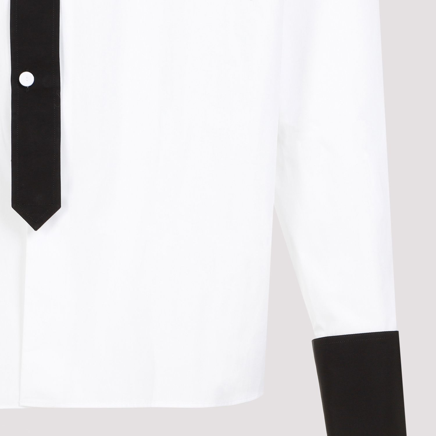 PRADA  Camicia Prada Uomo Cotone Bianco con Colletto a Contrasto Nero Outlet