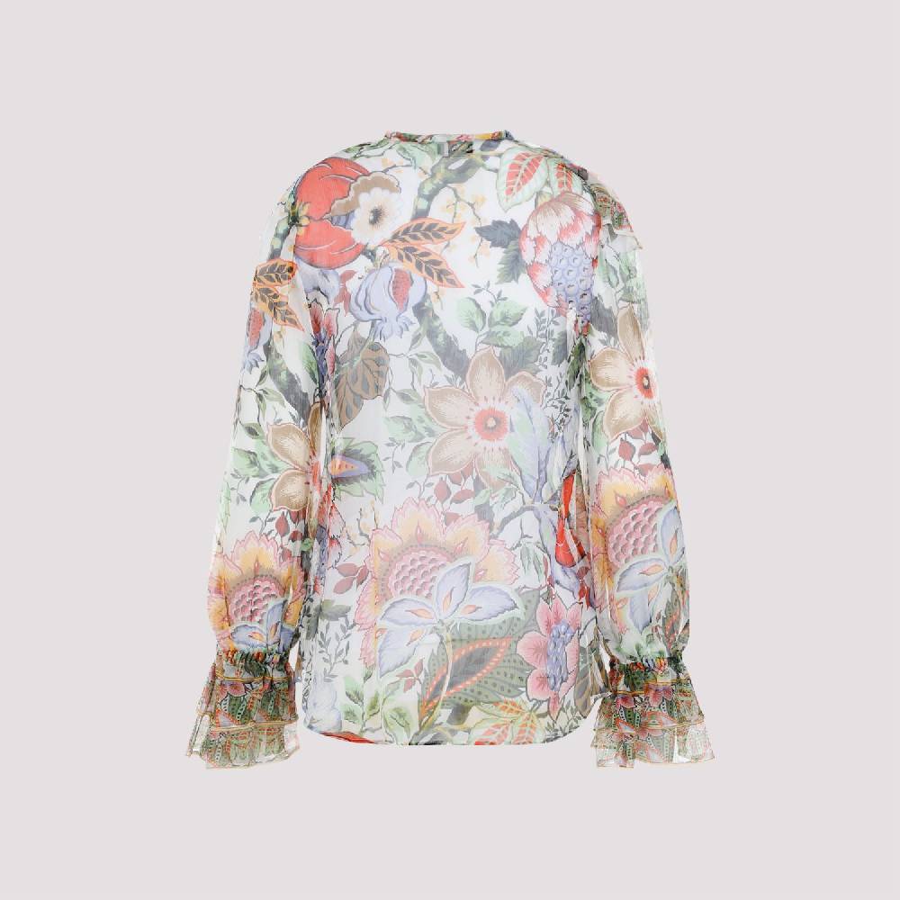 ETRO  Camicia ETRO in Seta Floreale con Ruche - Multicolore Saldi