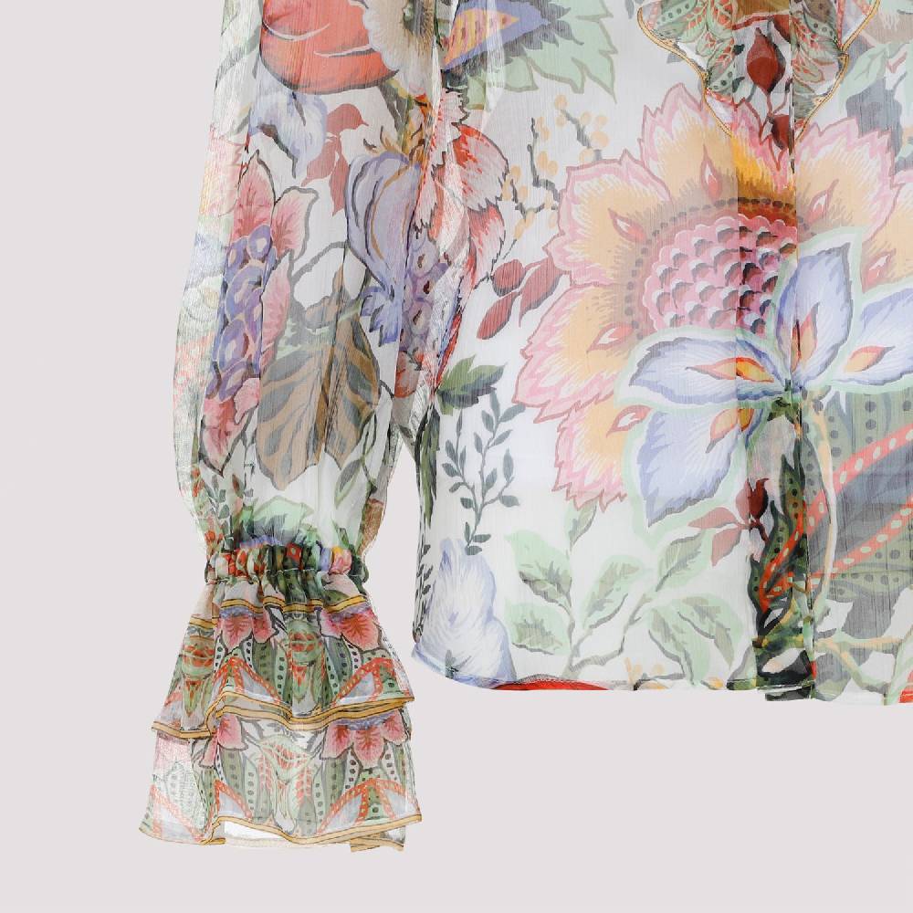 ETRO  Camicia ETRO in Seta Floreale con Ruche - Multicolore Saldi