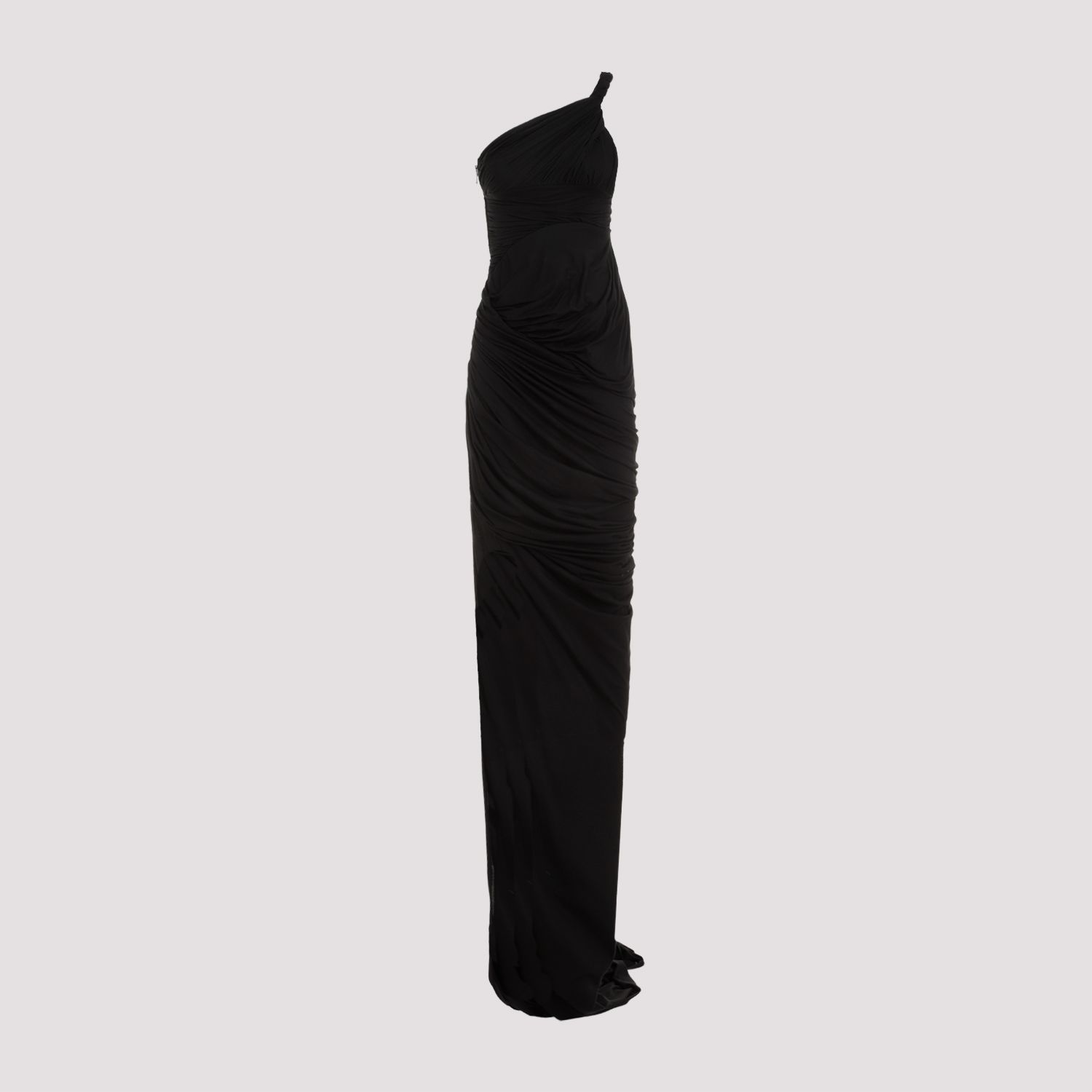 RICK OWENS  Abito Drappeggiato Monospalla Nero in Cotone di Rick Owens Offerte