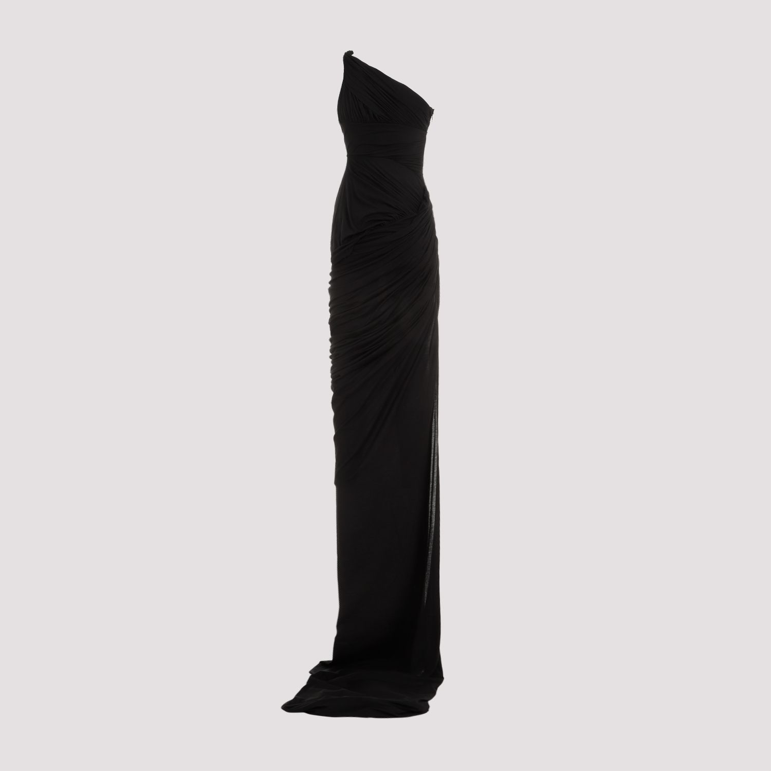 RICK OWENS  Abito Drappeggiato Monospalla Nero in Cotone di Rick Owens Offerte
