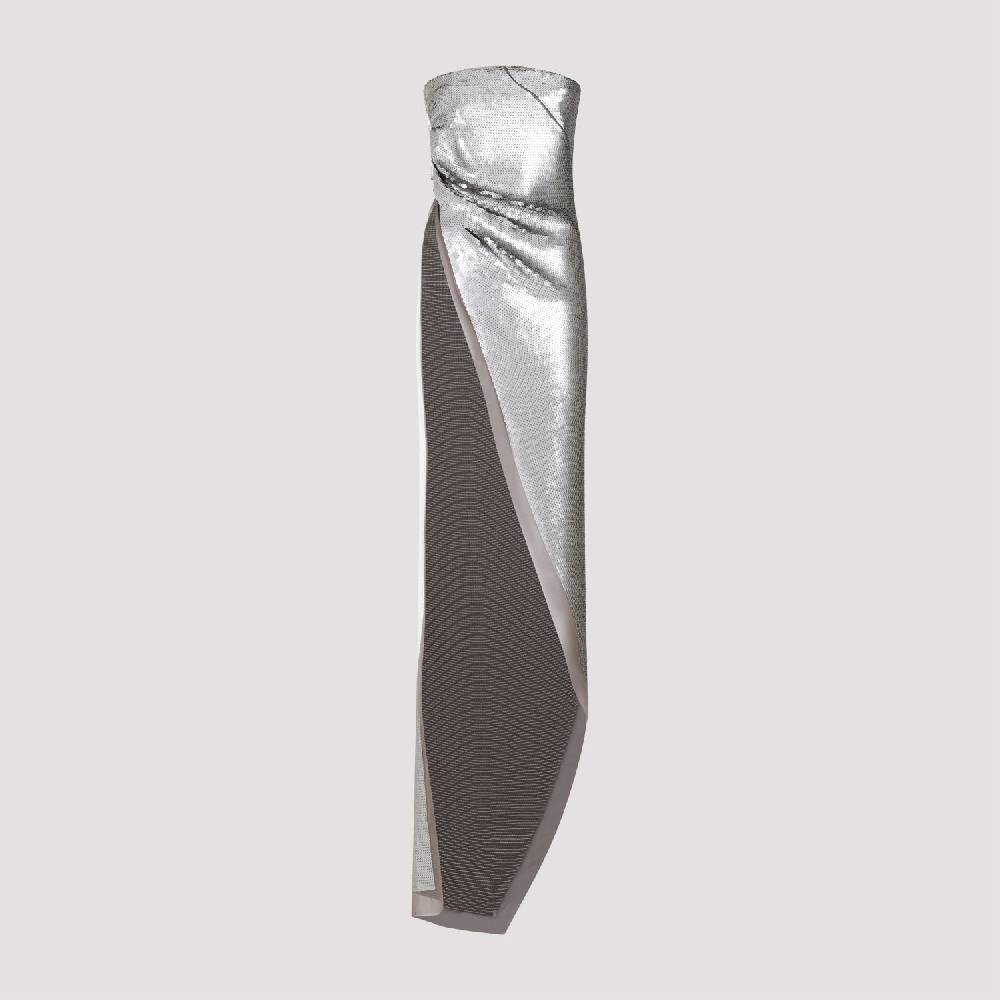RICK OWENS  Top in Seta Grigio Perla con Paillettes Rick Owens Vendita Economica