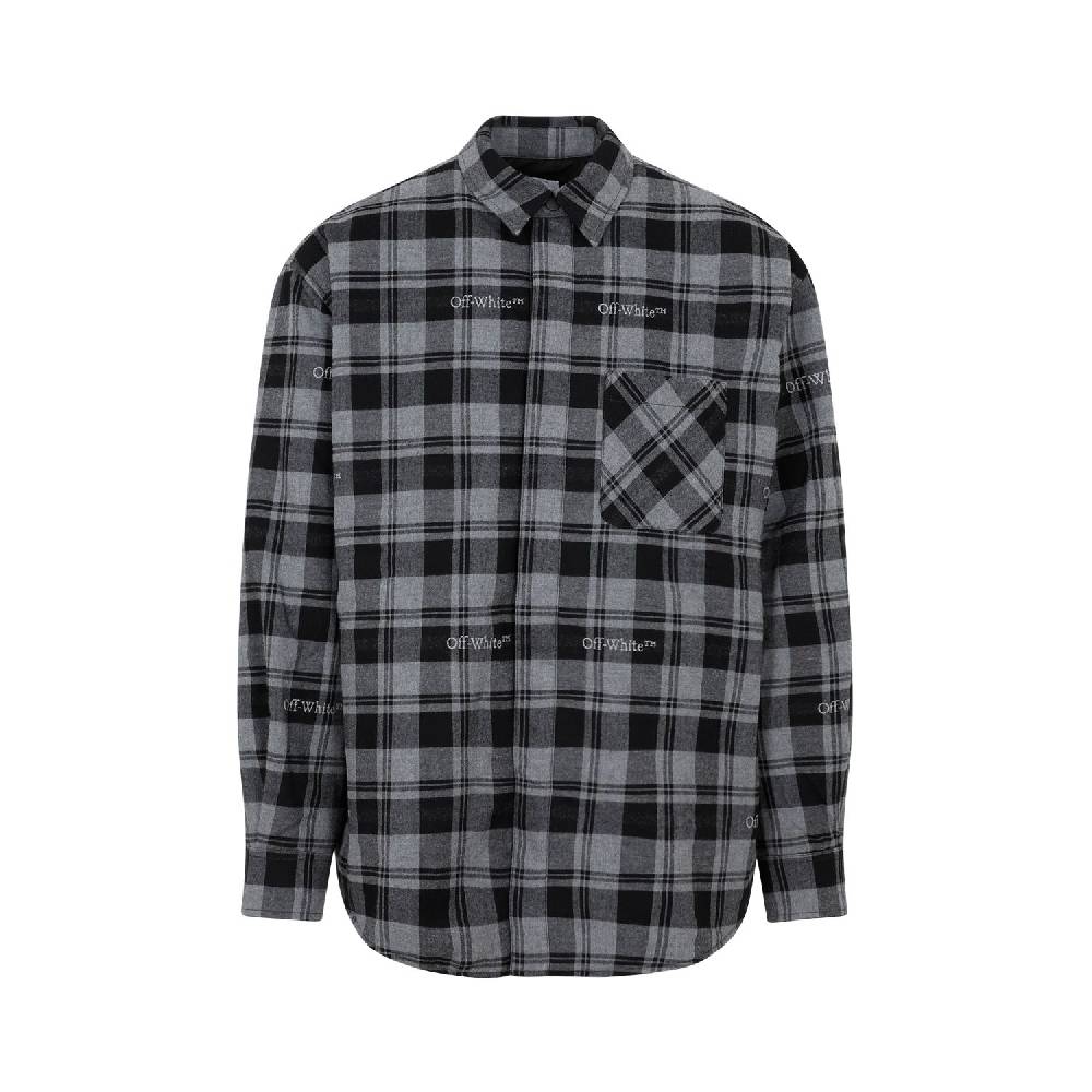 OFF-WHITE Camicia Overshirt a Quadri in Cotone Grigio da Uomo Off-White