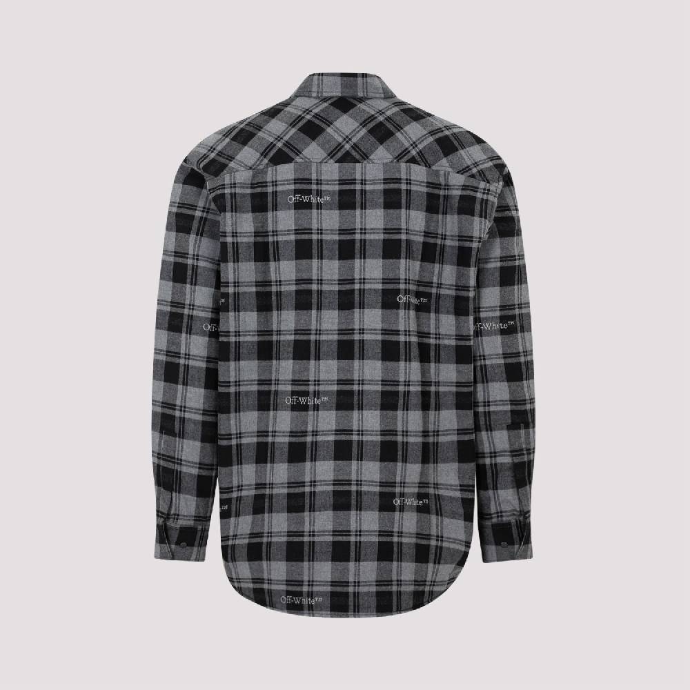 OFF-WHITE  Camicia Overshirt a Quadri in Cotone Grigio da Uomo Off-White Vendite Flash