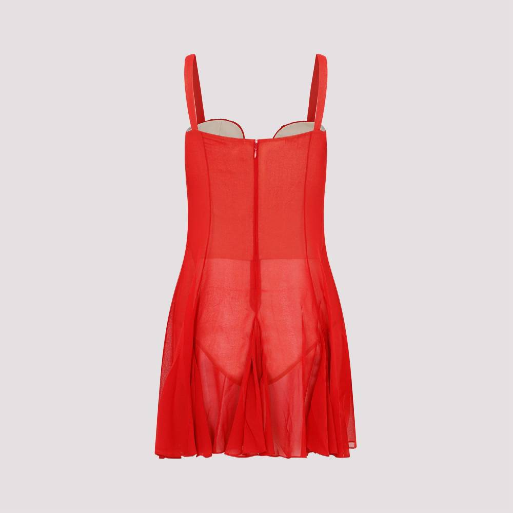 NENSI DOJAKA  Abito Mini Asimmetrico Rosso di Seta Nensi Dojaka In Saldo