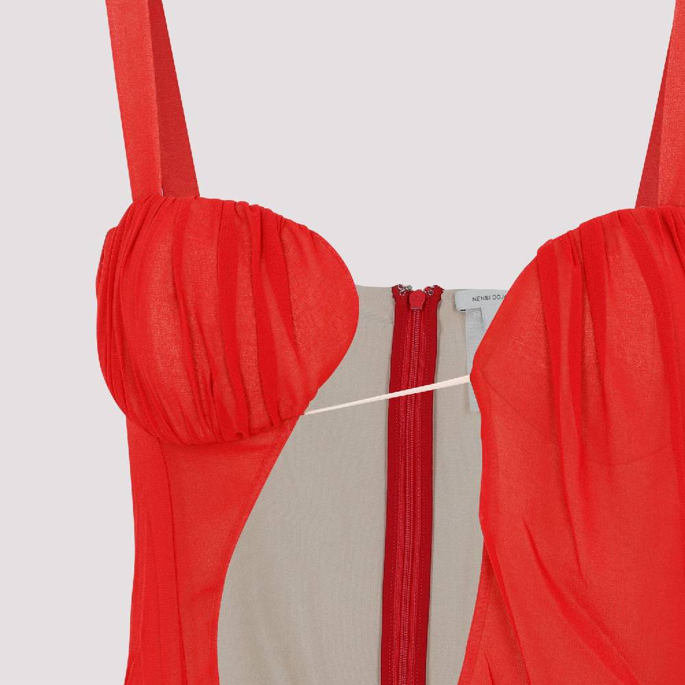 NENSI DOJAKA  Abito Mini Asimmetrico Rosso di Seta Nensi Dojaka In Saldo