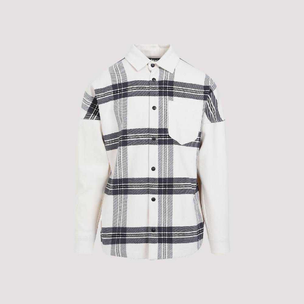 PALM ANGELS  Camicia Overshirt a Quadri Bianco Spento Palm Angels - Uomo Moda