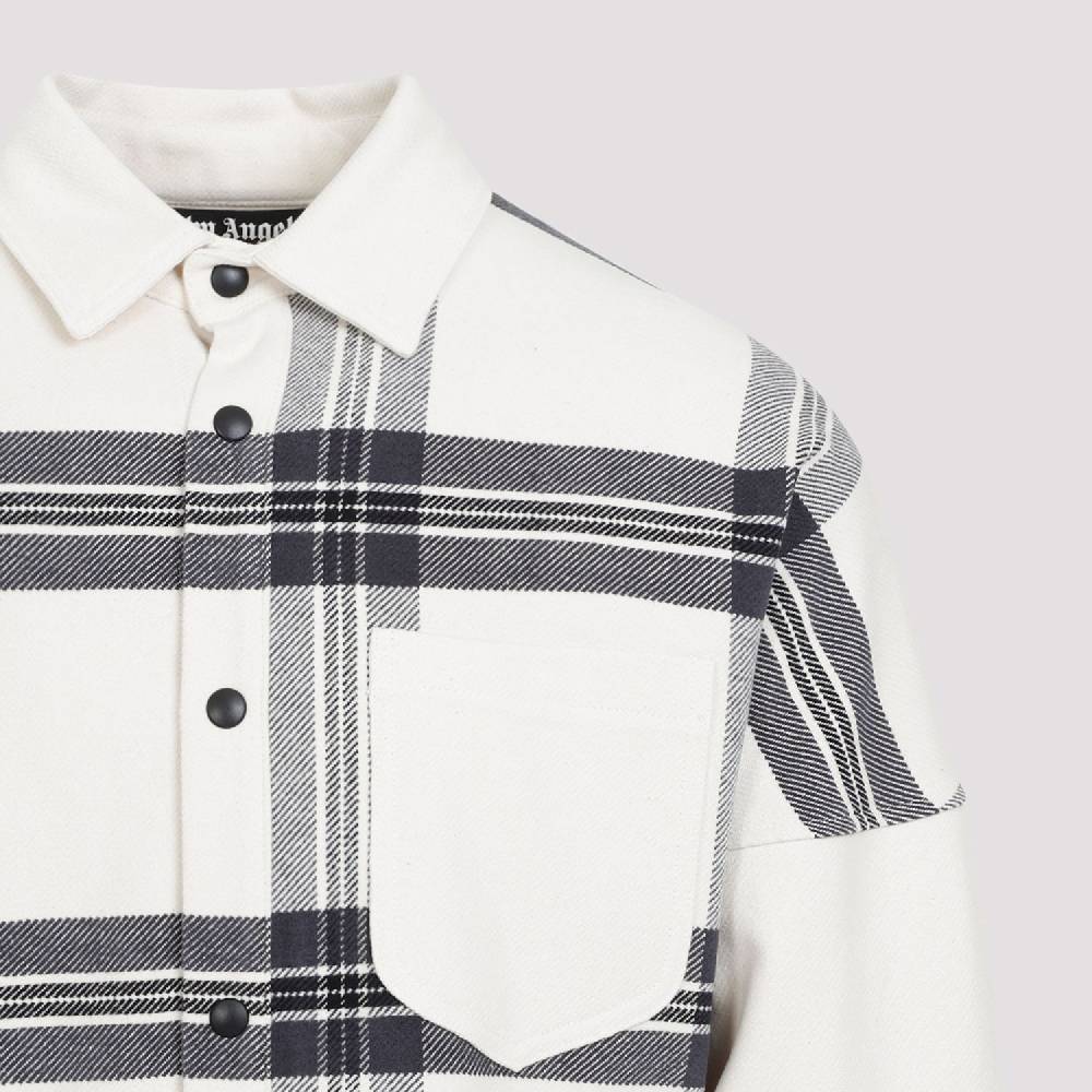PALM ANGELS  Camicia Overshirt a Quadri Bianco Spento Palm Angels - Uomo Moda