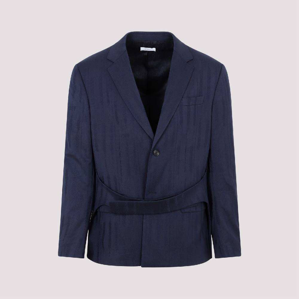 OFF-WHITE  Giacca Uomo Off-White in Lana Blu Shibori Italy