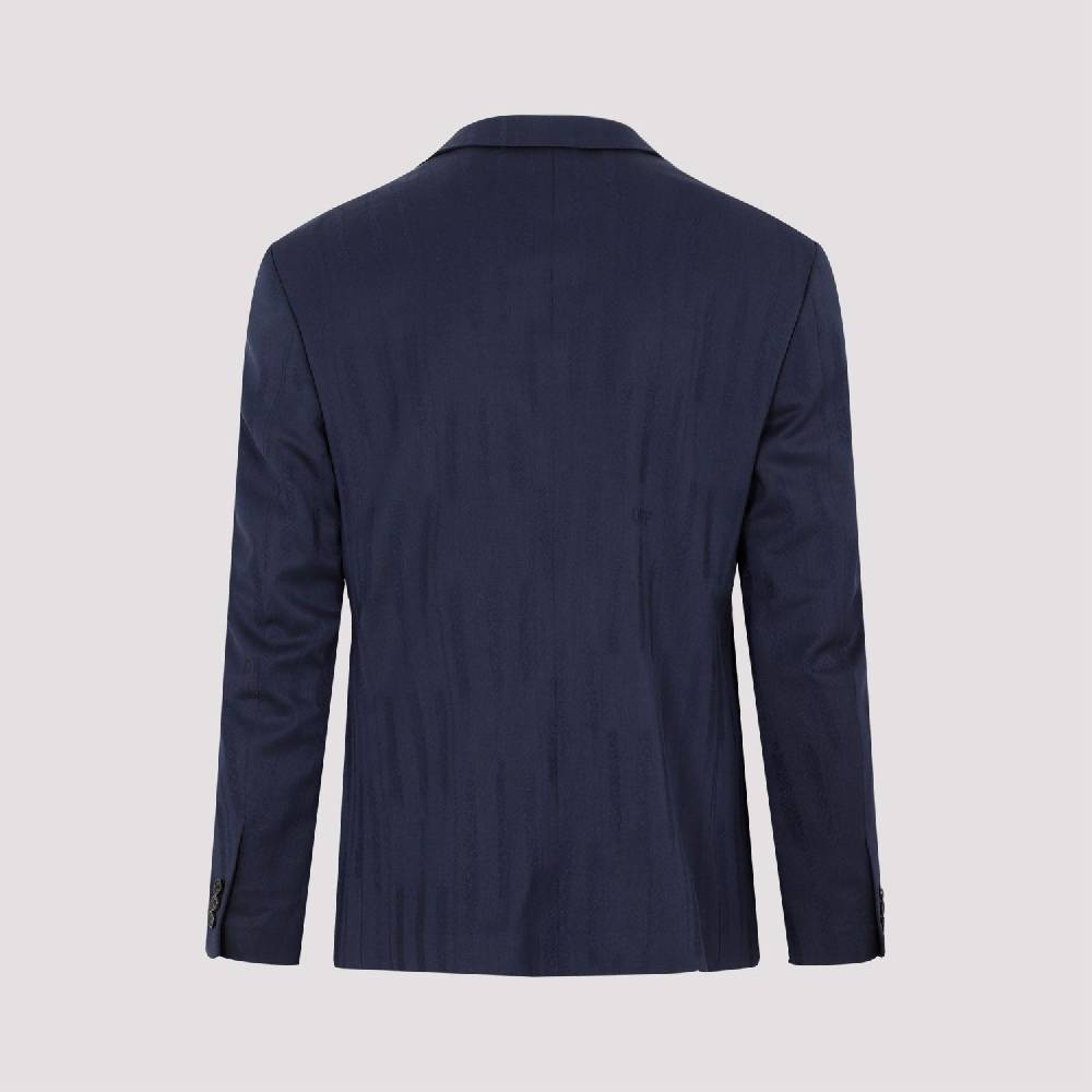 OFF-WHITE  Giacca Uomo Off-White in Lana Blu Shibori Italy