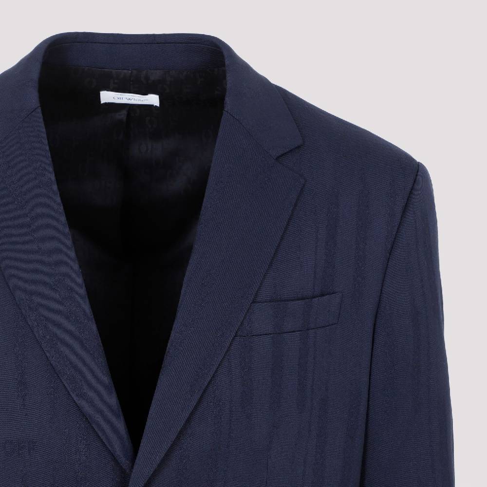 OFF-WHITE  Giacca Uomo Off-White in Lana Blu Shibori Italy