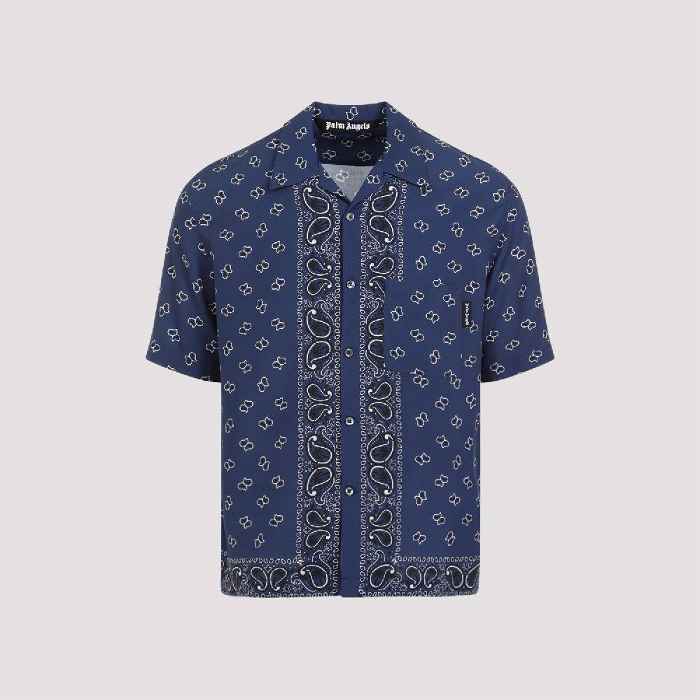 PALM ANGELS  Camicia Bowling Blu Navy Paisley Palm Angels Uomo Italia