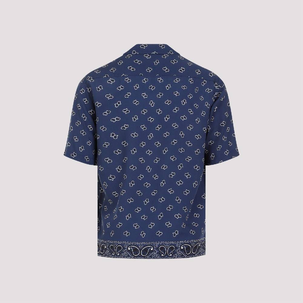 PALM ANGELS  Camicia Bowling Blu Navy Paisley Palm Angels Uomo Italia