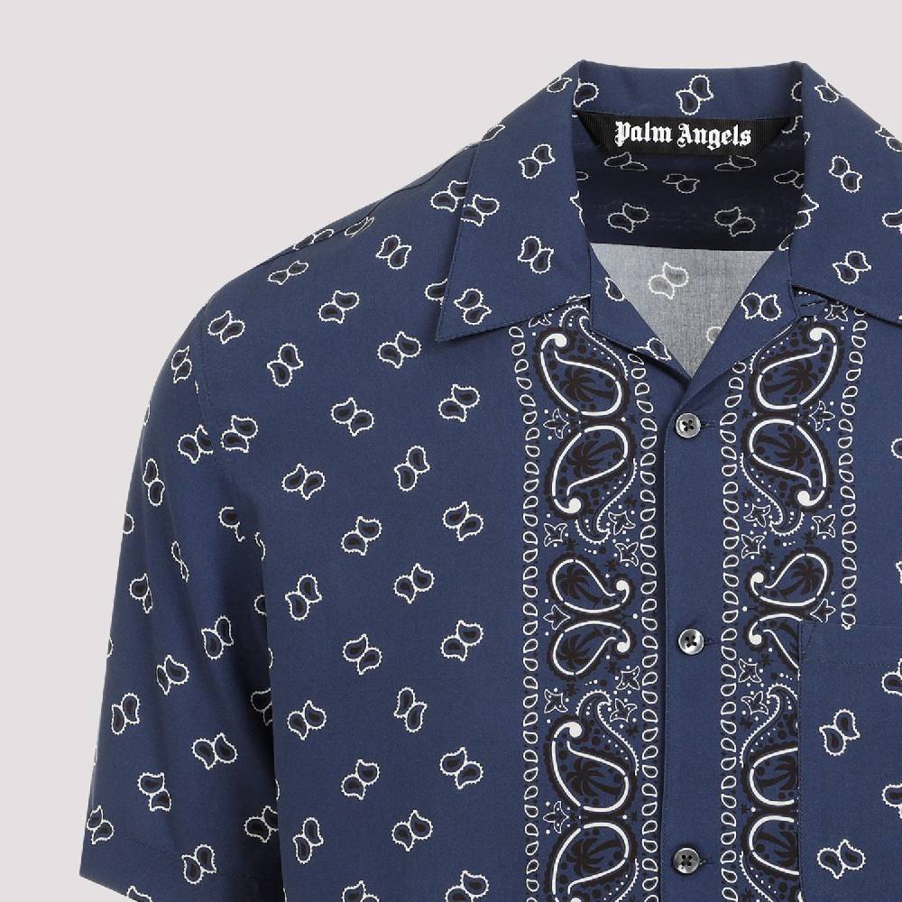 PALM ANGELS  Camicia Bowling Blu Navy Paisley Palm Angels Uomo Italia