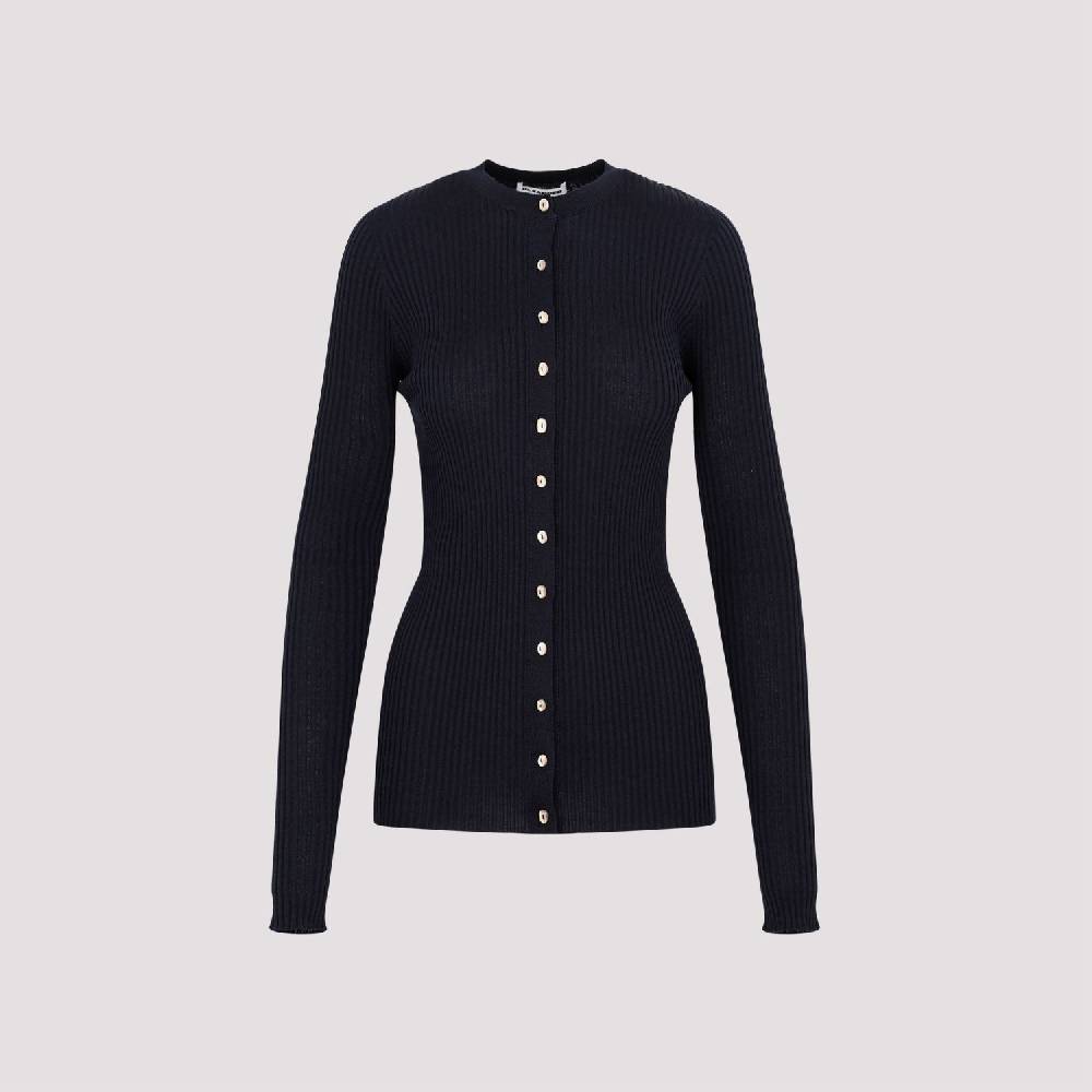 JIL SANDER  Cardigan Blu Notte in Lana e Seta da Donna Jil Sander Nuovo