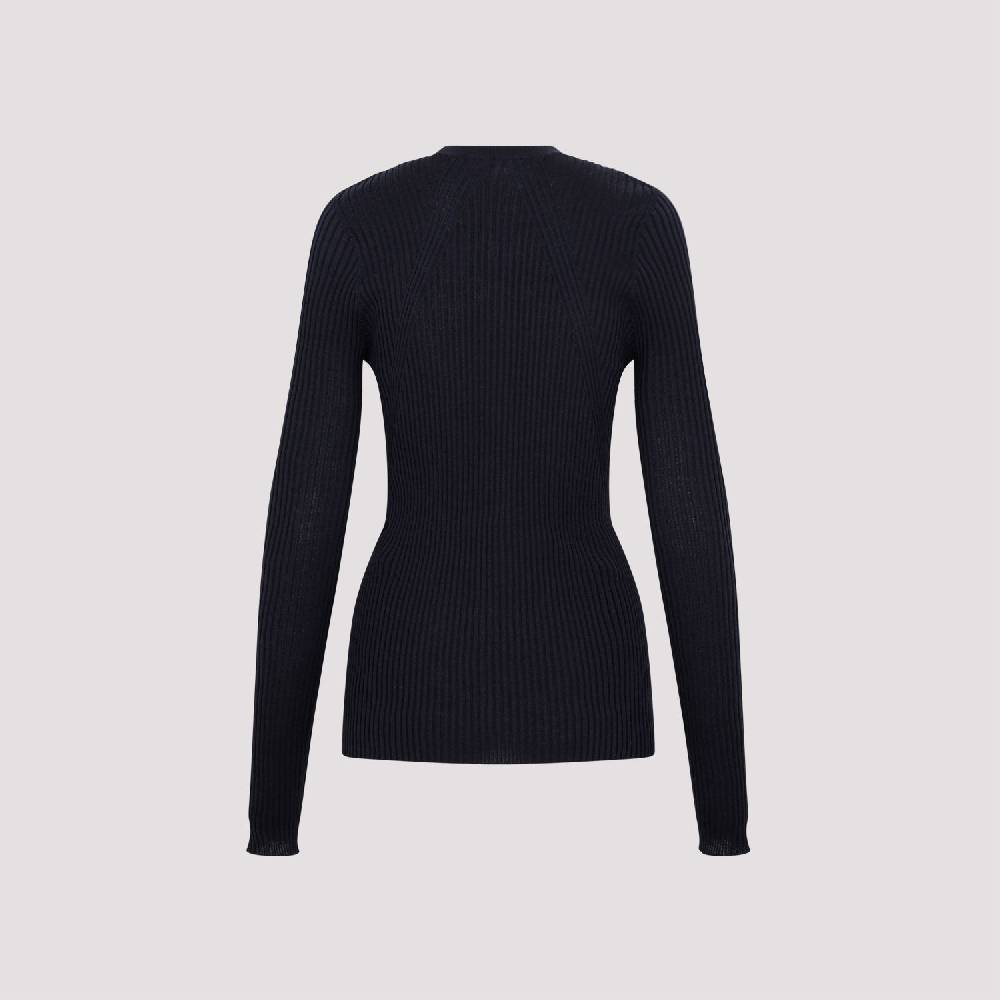 JIL SANDER  Cardigan Blu Notte in Lana e Seta da Donna Jil Sander Nuovo