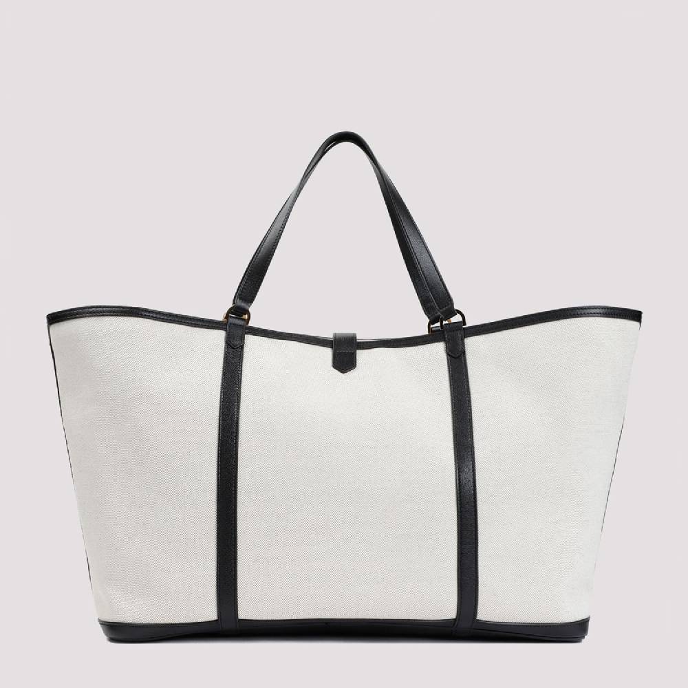 TOM FORD  Borsa Shopper TOM FORD in Cotone e Pelle Nera Vendita