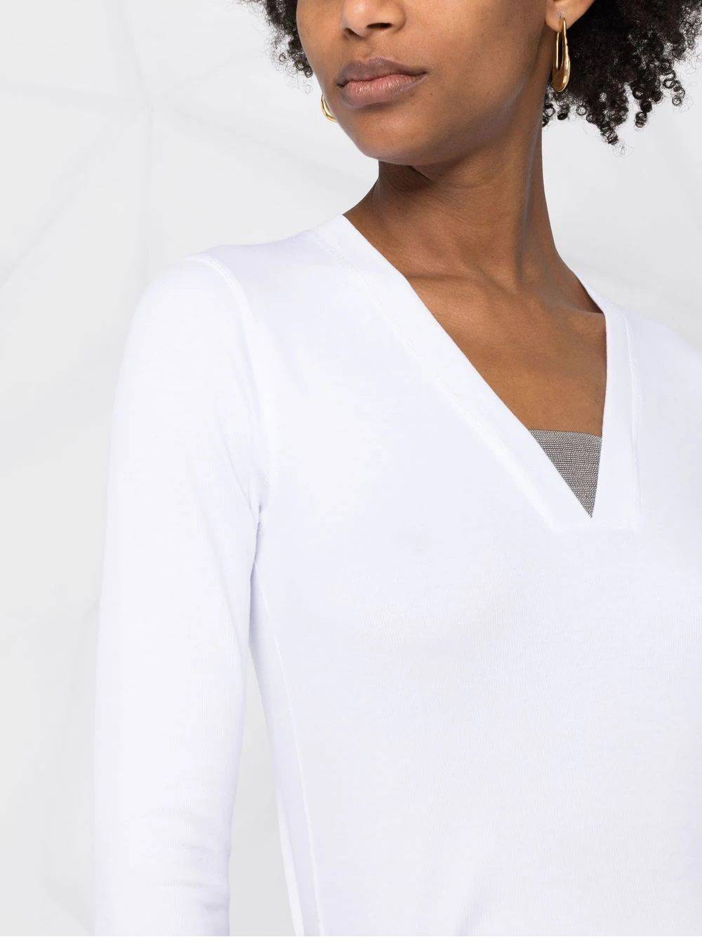BRUNELLO CUCINELLI  Maglione Bianco Scollo a V BRUNELLO CUCINELLI da Donna Negozi Online