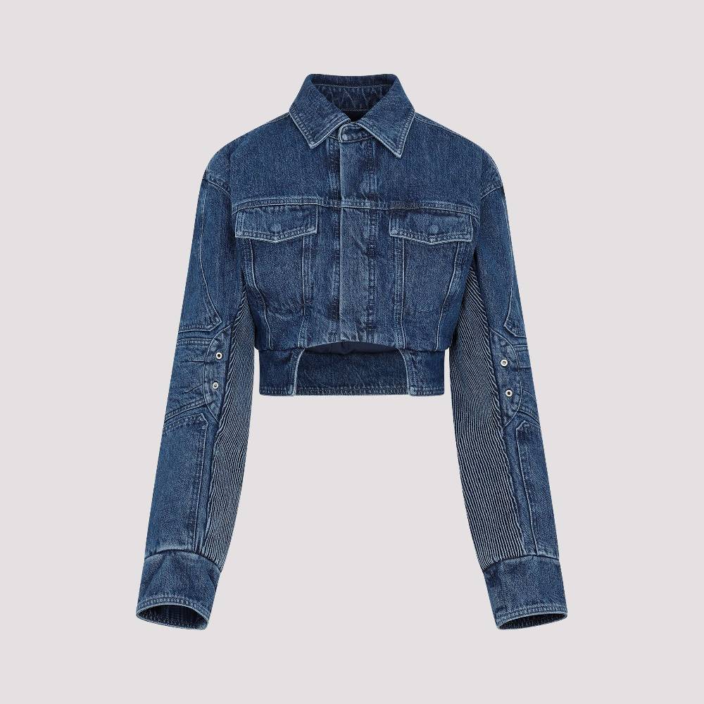 OFF-WHITE  Giacca Moto Cropped Denim Blu Off-White Shopping Online