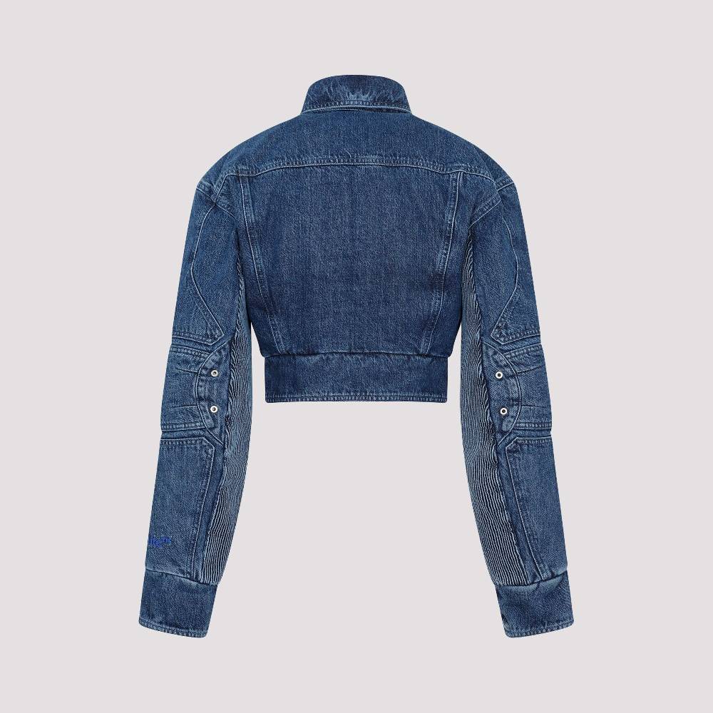 OFF-WHITE  Giacca Moto Cropped Denim Blu Off-White Shopping Online