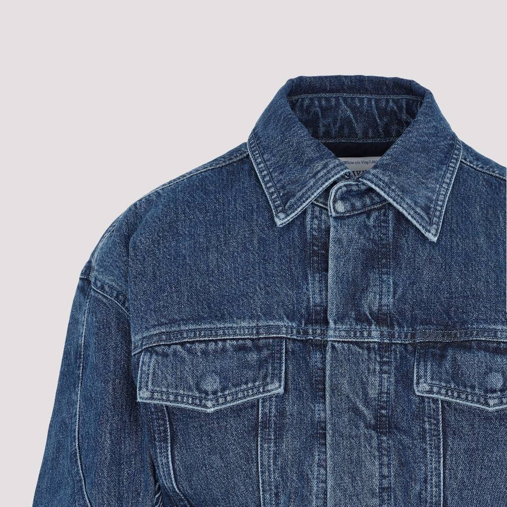 OFF-WHITE  Giacca Moto Cropped Denim Blu Off-White Shopping Online