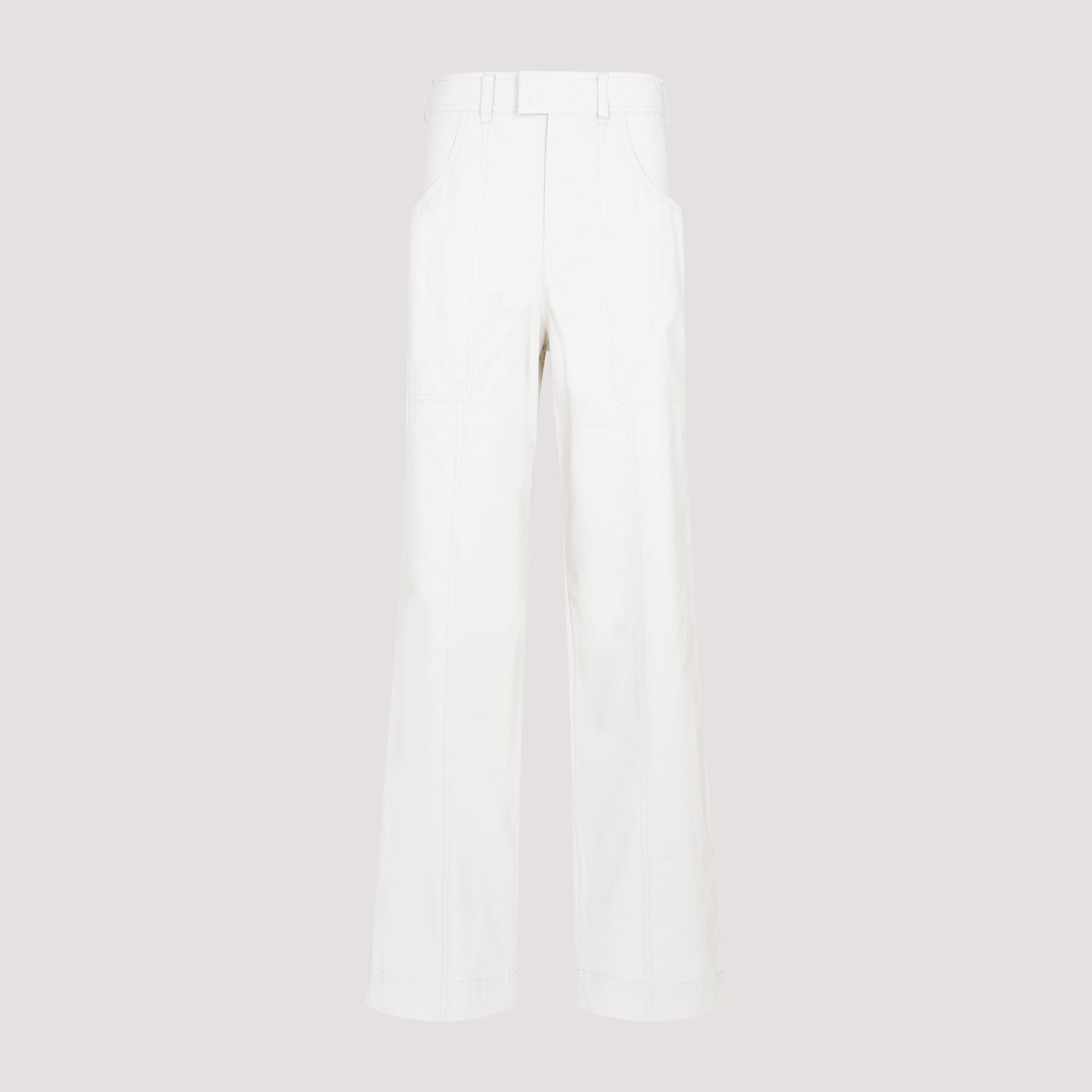 ISABEL MARANT  Pantaloni Ampio Gamba Ecru di Cotone Isabel Marant Prezzo Ridotto