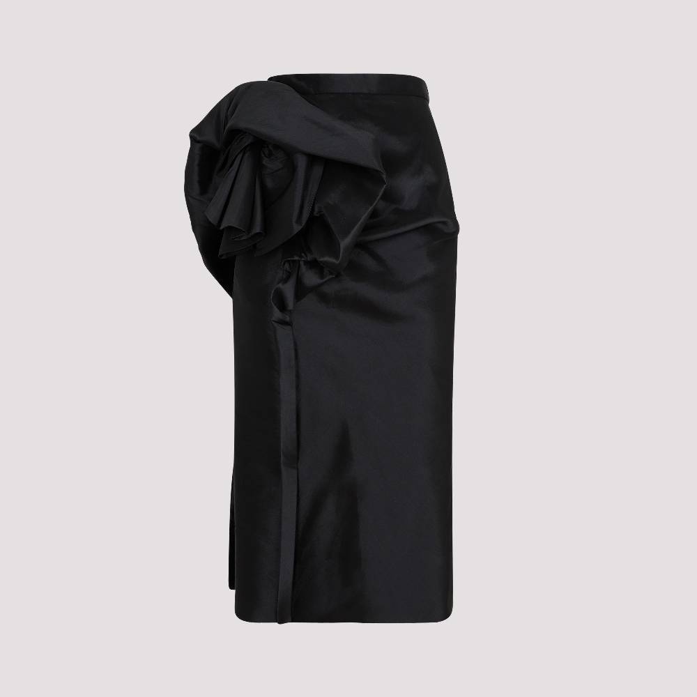 MAISON MARGIELA  Gonna Midi Nera Drappeggiata Maison Margiela - Misto Poliestere/Seta Sottocosto