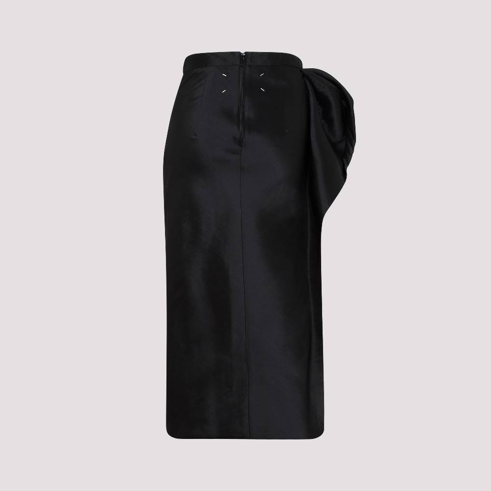 MAISON MARGIELA  Gonna Midi Nera Drappeggiata Maison Margiela - Misto Poliestere/Seta Sottocosto