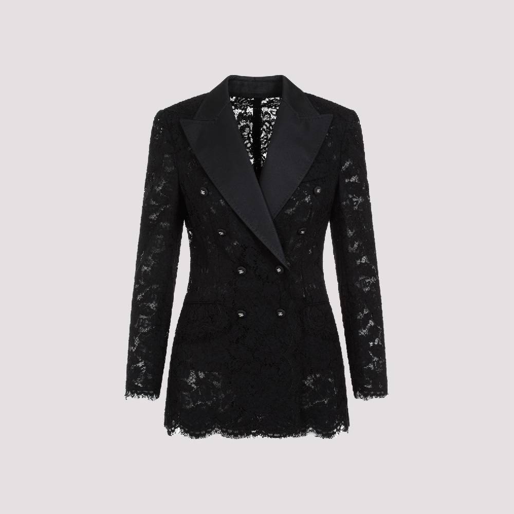 DOLCE & GABBANA  Giacca Pizzo Cotone Nero Dolce & Gabbana Online