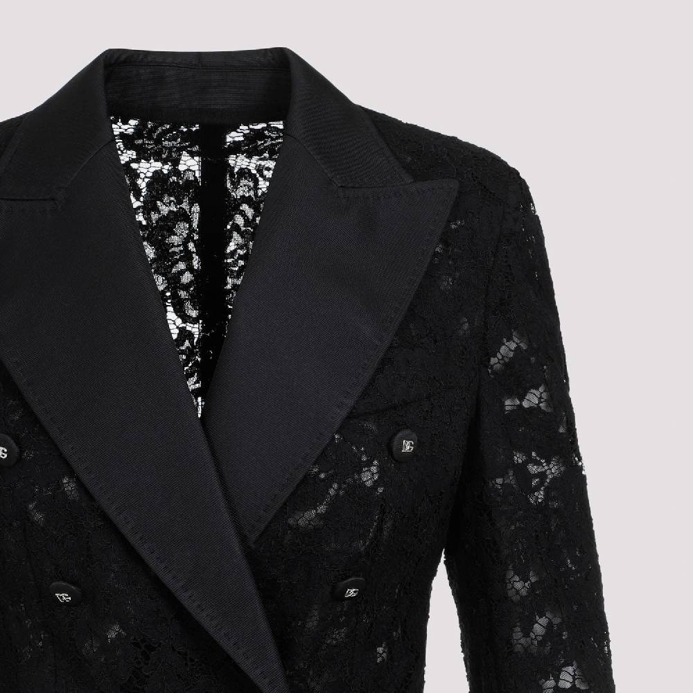 DOLCE & GABBANA  Giacca Pizzo Cotone Nero Dolce & Gabbana Online