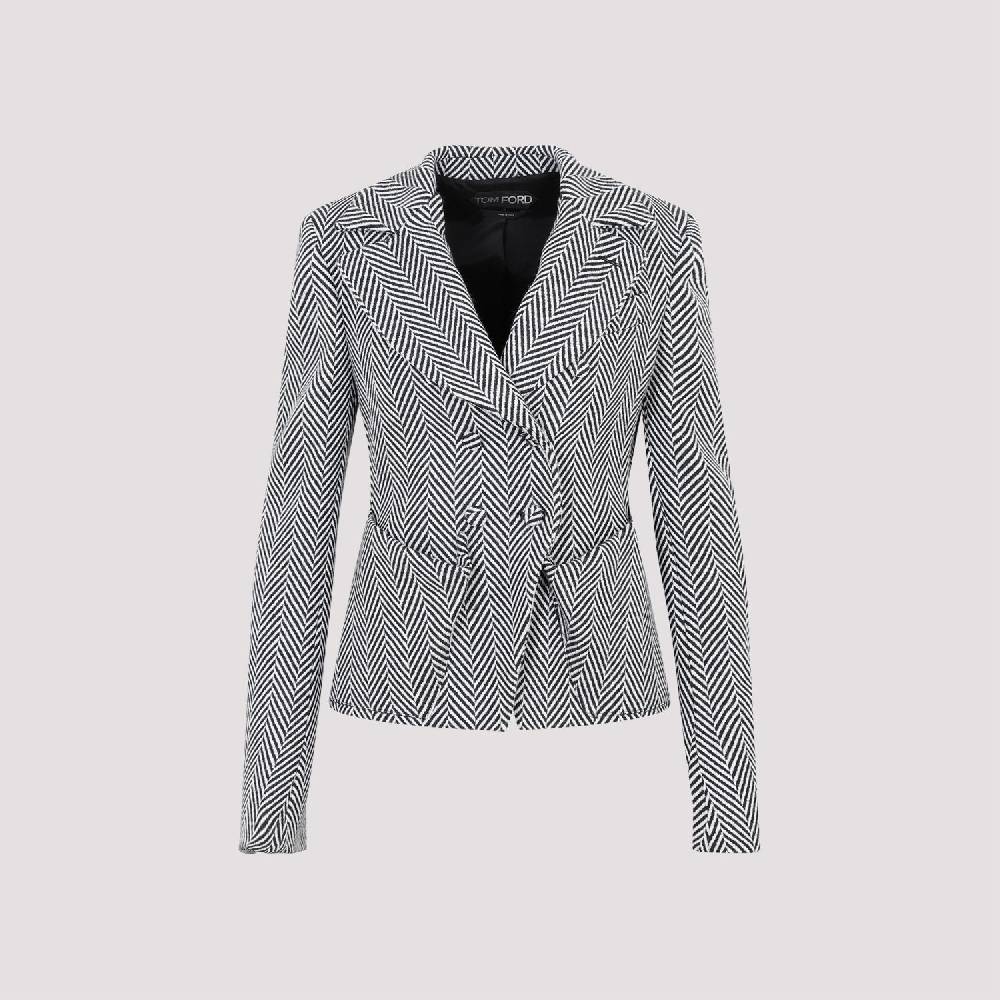 TOM FORD  Giacca Acetato Chevron Nera Tom Ford - Doppiopetto Donna In Vendita