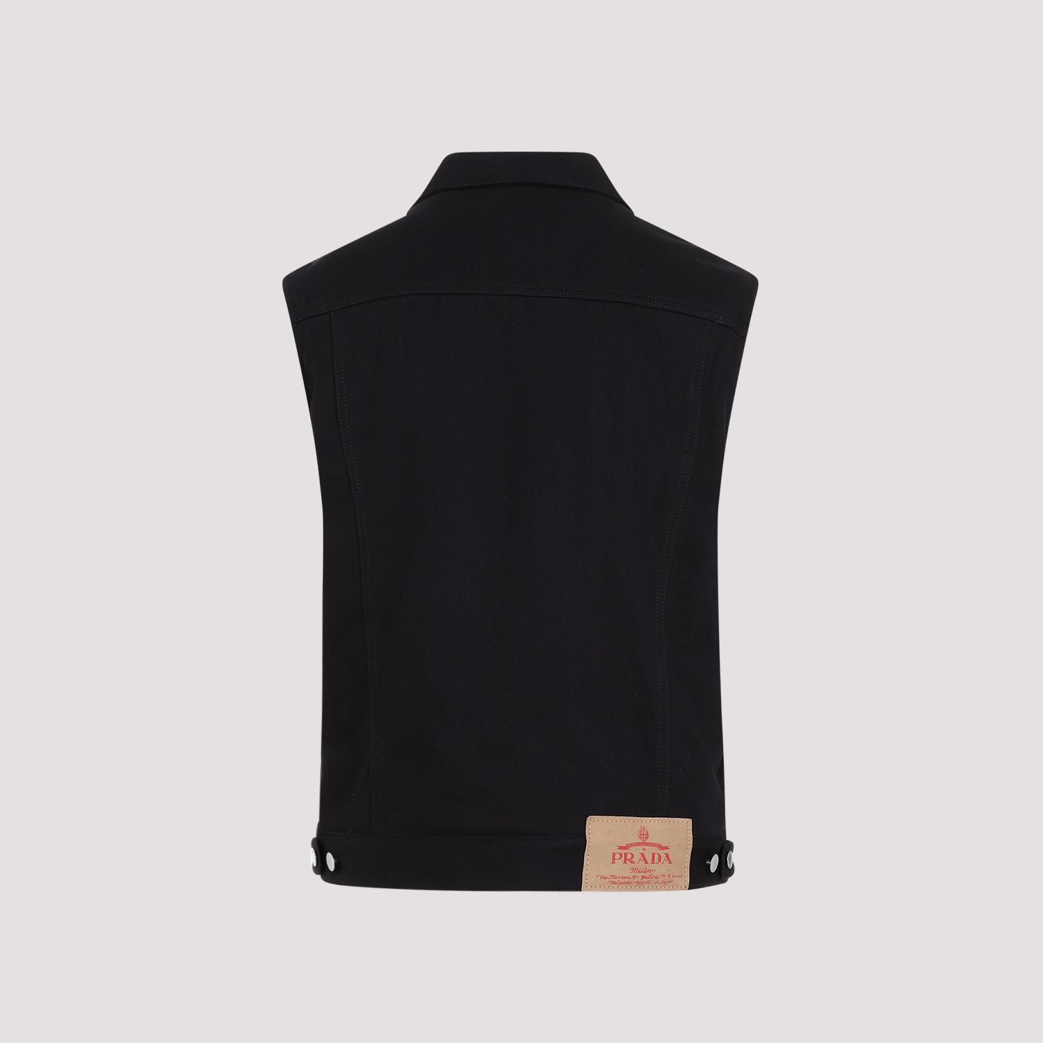 PRADA  Gilet di Jeans Nero in Cotone PRADA - Panciotto Senza Maniche Uomo Offerte