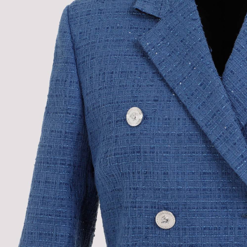 VERSACE  Blazer Tweed Cotone Blu Versace da Donna Super Saving Price