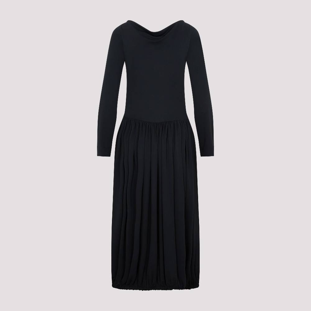 LANVIN  Abito Midi Drappeggiato Nero LANVIN con Spilla I Più Venduti