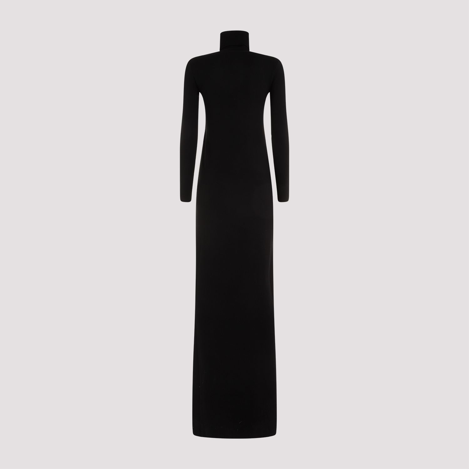 SAINT LAURENT  Abito Lungo Nero in Lana Saint Laurent Collo Alto Qualità