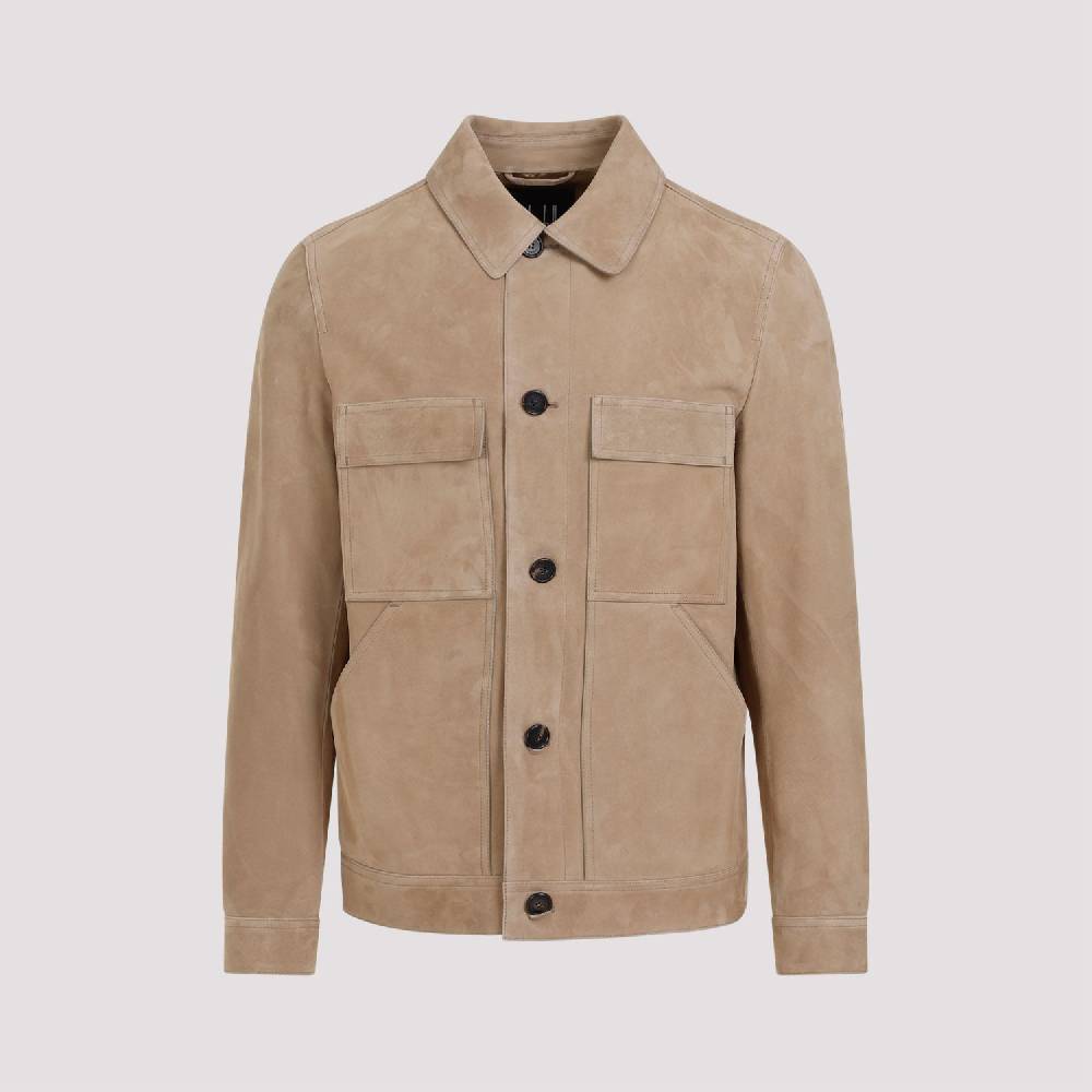DUNHILL  Giacca di Pelle Scamosciata Marrone Dunhill Uomo Fino Al -60%