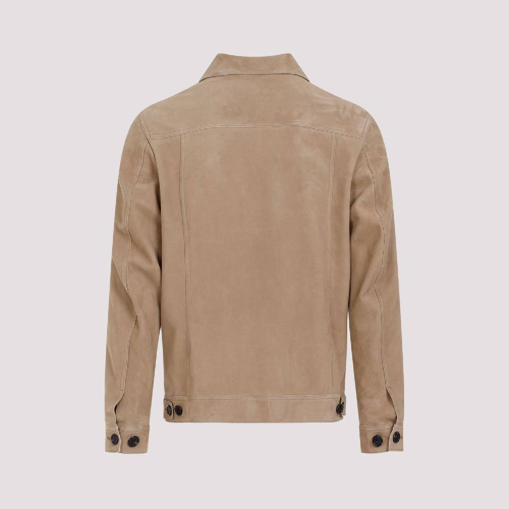 DUNHILL  Giacca di Pelle Scamosciata Marrone Dunhill Uomo Fino Al -60%