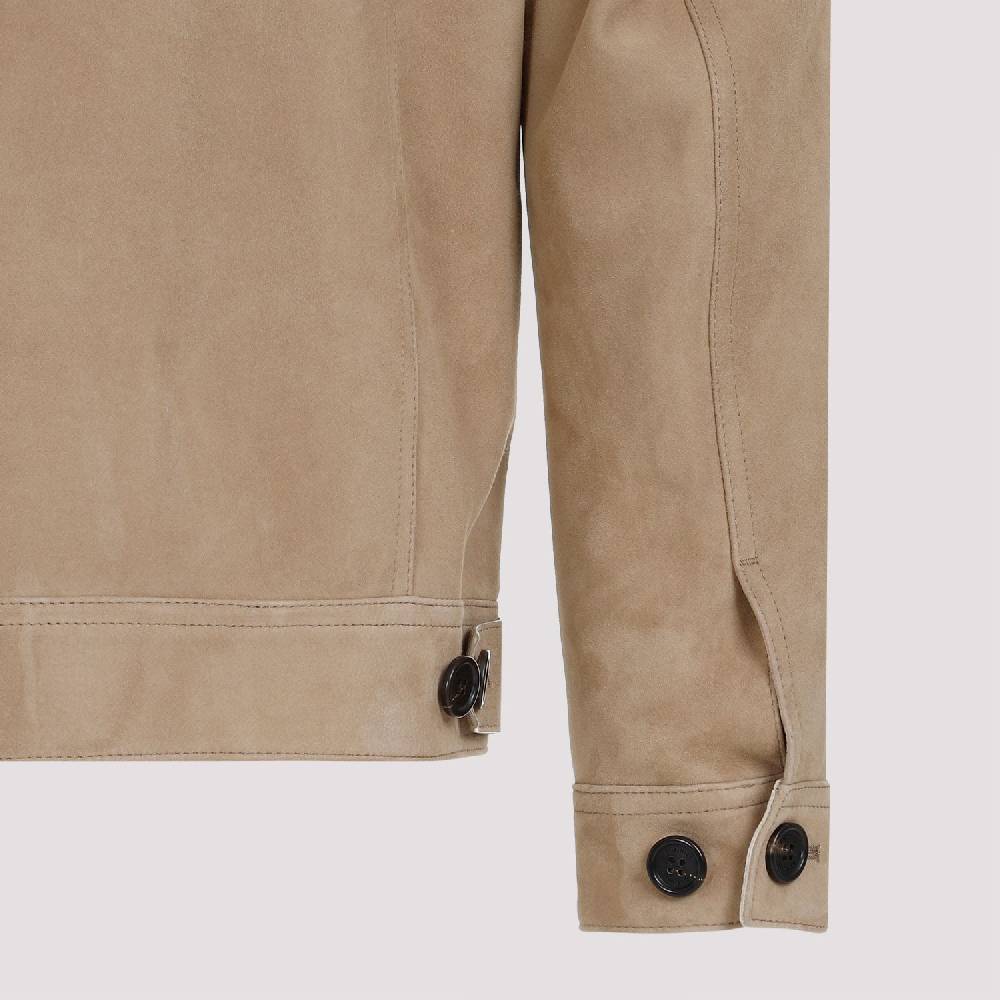 DUNHILL  Giacca di Pelle Scamosciata Marrone Dunhill Uomo Fino Al -60%