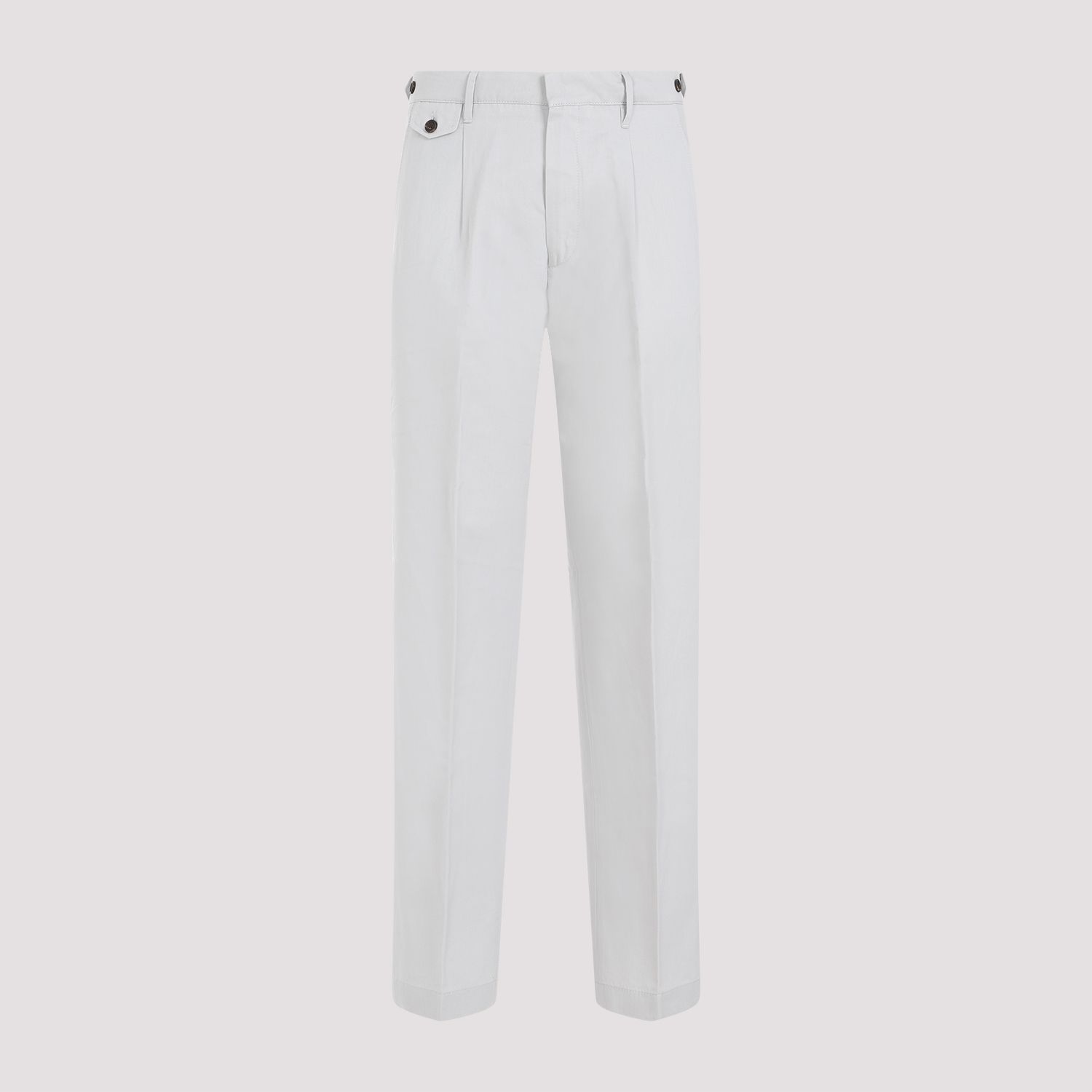 DUNHILL  Chino Piegati Grigio Cotone-Lino Uomo Dunhill Sconto