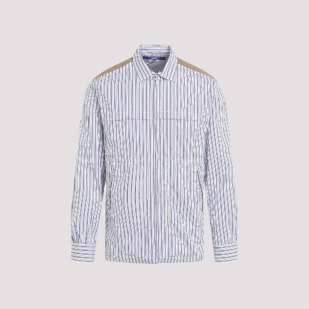 JUNYA WATANABE  Camicia in Cotone da Uomo Junya Watanabe - Bianca a Righe con Zip Hotsell