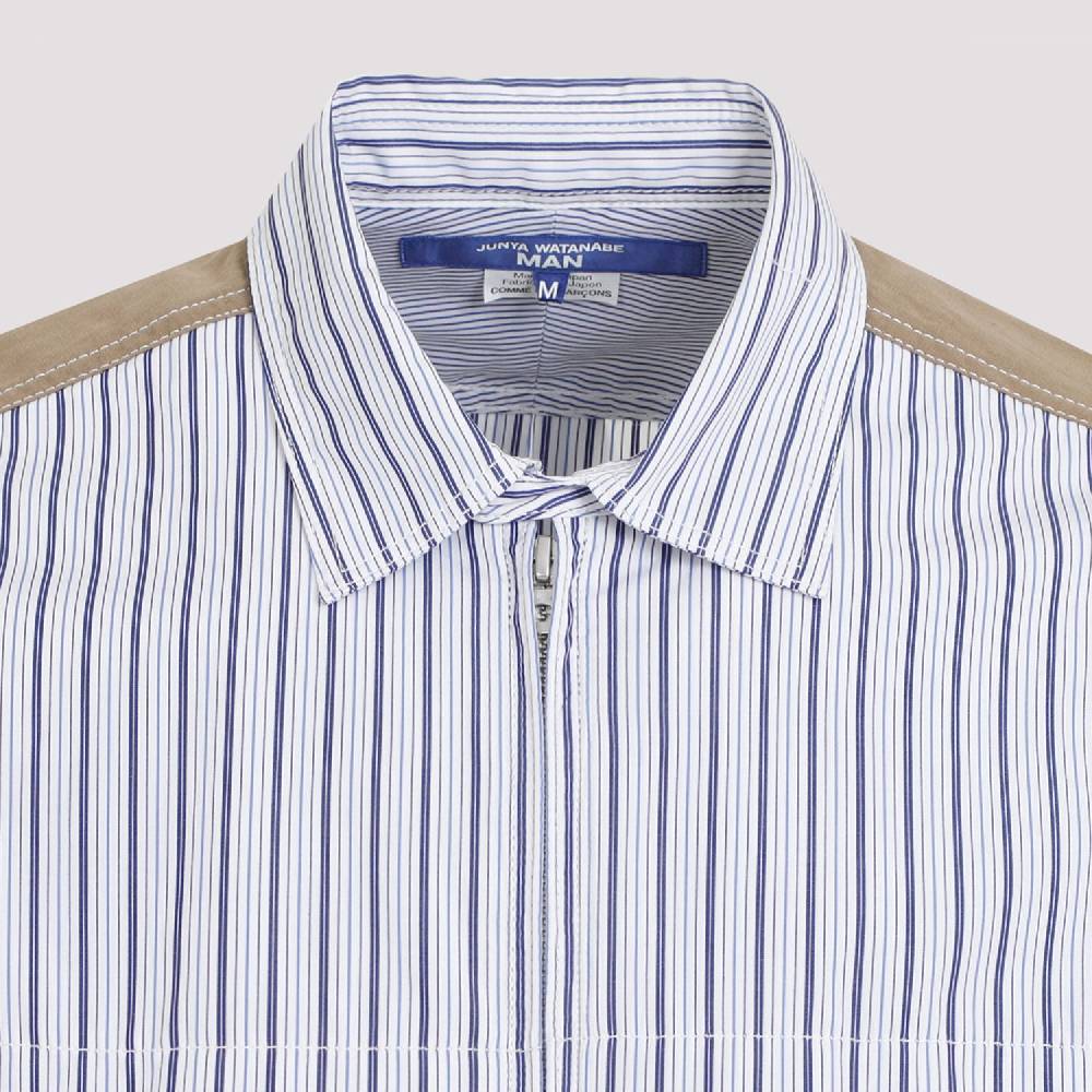 JUNYA WATANABE  Camicia in Cotone da Uomo Junya Watanabe - Bianca a Righe con Zip Hotsell