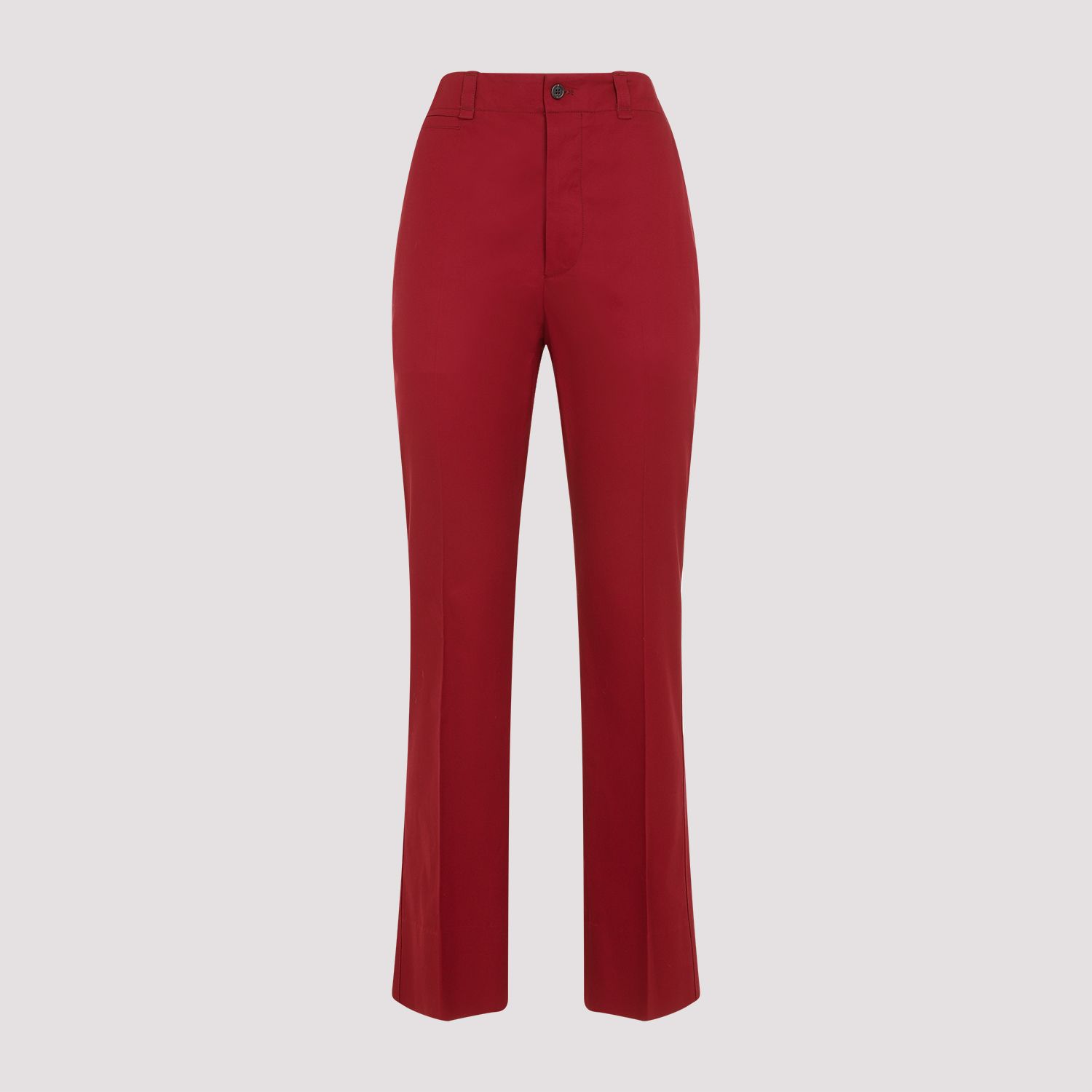 SAINT LAURENT  Pantaloni Donna Cotone Rosso a Vita Alta Saint Laurent Vendita Economica